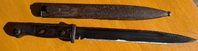Firearm: WW2 German Third Reich Mauser Bayonet in Steel Scabbard 