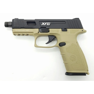 Firearm: AGS ICS BLE-XFG Ambidextrous Airsoft Gas Blowback Pistol (Color: Tan) 