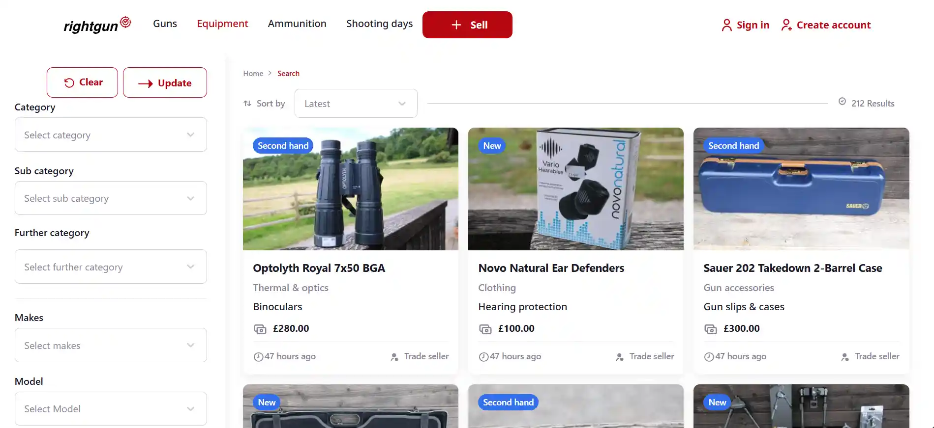 Buy and sell guns, equipment and accessories