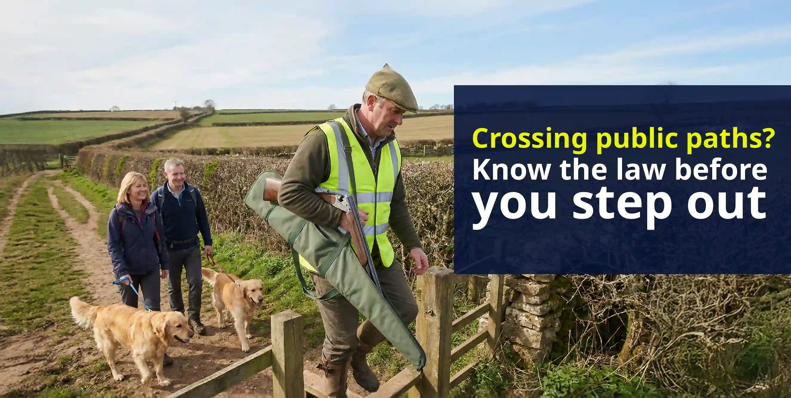 What are the UK gun laws for carrying guns across public footpaths and roads while hunting?
